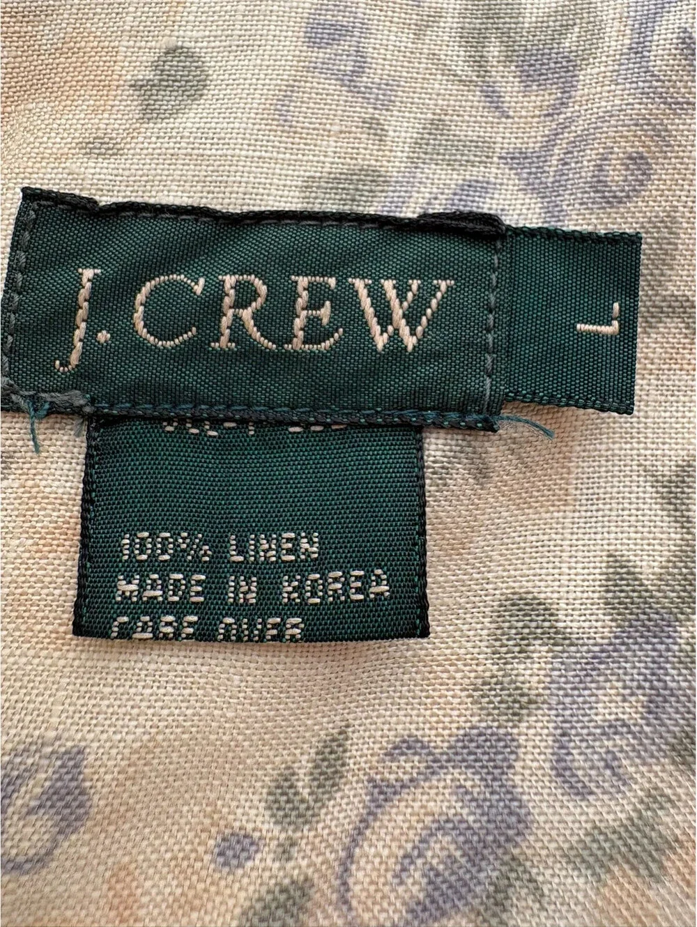 J.Crew Womens Button Down Shirt Large 100% Linen Light Yellow Floral Long Sleeve